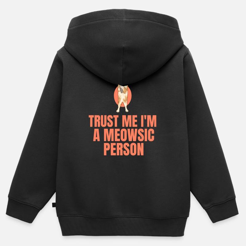 Chant de chat - Sweat Premium à capuche zippé enfant bio - noir