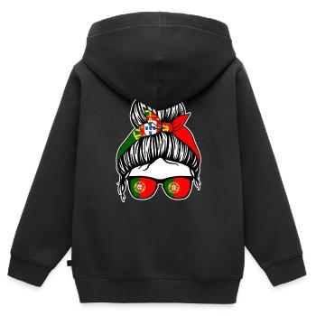 Portugiese Portugiesisches Portugal - Kinder Premium Organic Zip Hoodie - Schwarz - Hinten - AI Model Kid Male (0cm)