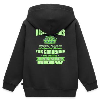 Green Thumb Un talent spécial pour le jardinage présent - Sweat Premium à capuche zippé enfant bio - noir - Dos - AI Model Kid Male (0cm)
