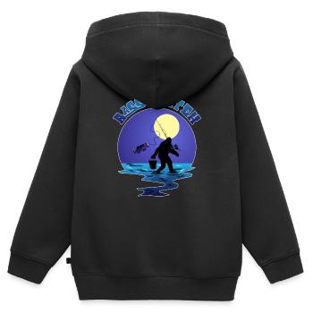 Angeln Bigfoot Pun Bassquatch Sasquatch Lover Ang - Kinder Premium Organic Zip Hoodie - Schwarz - Hinten - AI Model Kid Male (0cm)