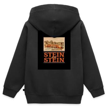 Stein auf Stein - Bausteine - Brücke - Kinder Premium Organic Zip Hoodie - Schwarz - Hinten - AI Model Kid Male (0cm)