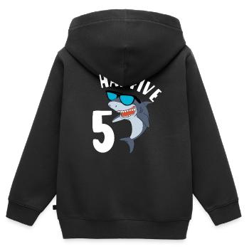 5 Jahre Jungen Hai Five Geburtstagsgeschenkidee - Kinder Premium Organic Zip Hoodie - Schwarz - Hinten - AI Model Kid Male (0cm)