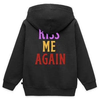 Küss mich wieder - LIEBE! - Kinder Premium Organic Zip Hoodie - Schwarz - Hinten - AI Model Kid Male (0cm)