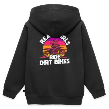 Motocross Lovers Racing Bikers Echte Mädchen fahre - Kinder Premium Organic Zip Hoodie - Schwarz - Hinten - AI Model Kid Male (0cm)