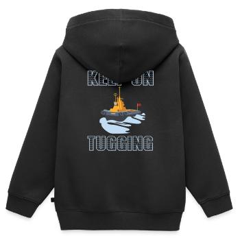Schleppschiff Schlepper - Kinder Premium Organic Zip Hoodie - Schwarz - Hinten - AI Model Kid Male (0cm)