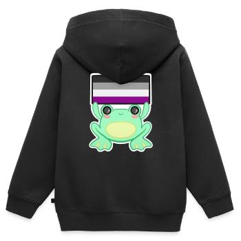 As Froggy - Sweat Premium à capuche zippé enfant bio - noir - Dos - AI Model Kid Male (0cm)