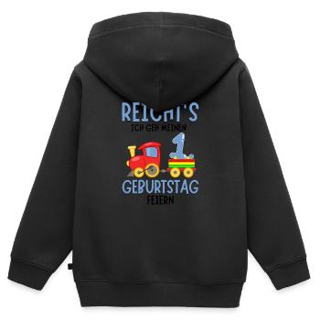 1. Geburtstag Geburtstagsgeschenk mit Eisenbahn - Kinder Premium Organic Zip Hoodie - Schwarz - Hinten - AI Model Kid Male (0cm)