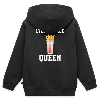 Lychee Saft Königin - Kinder Premium Organic Zip Hoodie - Schwarz - Hinten - AI Model Kid Male (0cm)