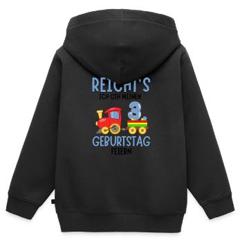 3. Geburtstag Geburtstagsgeschenk mit Eisenbahn - Kinder Premium Organic Zip Hoodie - Schwarz - Hinten - AI Model Kid Male (0cm)