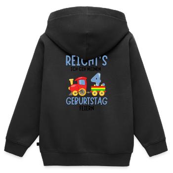 4. Geburtstag Geburtstagsgeschenk mit Eisenbahn - Kinder Premium Organic Zip Hoodie - Schwarz - Hinten - AI Model Kid Male (0cm)