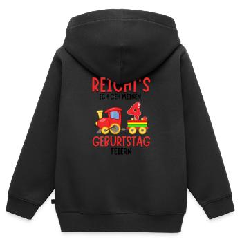 4. Geburtstag Geburtstagsgeschenk mit Eisenbahn - Kinder Premium Organic Zip Hoodie - Schwarz - Hinten - AI Model Kid Male (0cm)