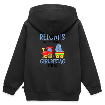 8. Geburtstag Geburtstagsgeschenk mit Eisenbahn - Kinder Premium Organic Zip Hoodie - Schwarz - Hinten - AI Model Kid Male (0cm)