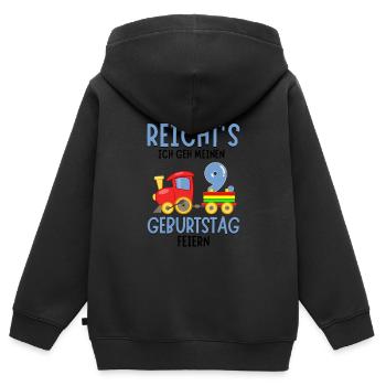 9. Geburtstag Geburtstagsgeschenk mit Eisenbahn - Kinder Premium Organic Zip Hoodie - Schwarz - Hinten - AI Model Kid Male (0cm)