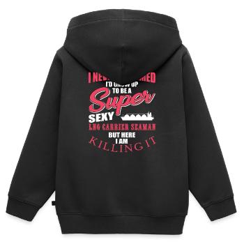 LNG Tanker Seemann - Kinder Premium Organic Zip Hoodie - Schwarz - Hinten - AI Model Kid Male (0cm)