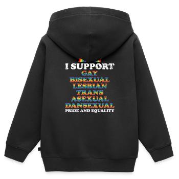 Ich unterstütze die Rechte von Homosexuellen - Kinder Premium Organic Zip Hoodie - Schwarz - Hinten - AI Model Kid Male (0cm)