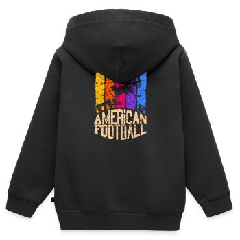 American Football Colour Center - Kinder Premium Organic Zip Hoodie - Schwarz - Hinten - AI Model Kid Male (0cm)