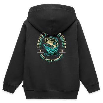Glückliches Angelhemd Nicht waschen - Kinder Premium Organic Zip Hoodie - Schwarz - Hinten - AI Model Kid Male (0cm)