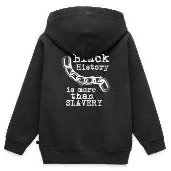 Schwarze Geschichte ist mehr als Sklaverei - Kinder Premium Organic Zip Hoodie - Schwarz - Hinten - AI Model Kid Male (0cm)