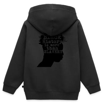 Schwarze Geschichte ist mehr als Sklaverei - Kinder Premium Organic Zip Hoodie - Schwarz - Hinten - AI Model Kid Male (0cm)