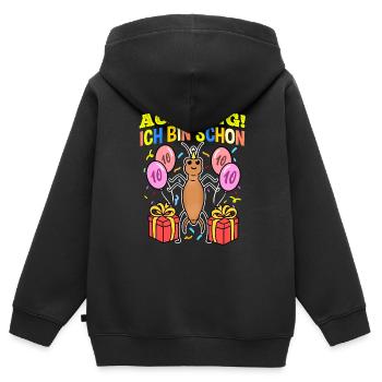 Achtung Ich Bin Schon 10 Geburtstag Ohrwurm - Kinder Premium Organic Zip Hoodie - Schwarz - Hinten - AI Model Kid Male (0cm)