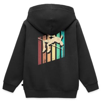 Saut en hauteur Sauteur Athlétisme - Sweat Premium à capuche zippé enfant bio - noir - Dos - AI Model Kid Male (0cm)