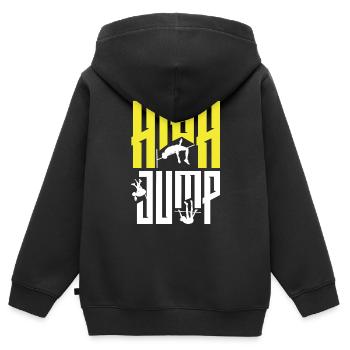 Saut en hauteur Sauteur Athlétisme - Sweat Premium à capuche zippé enfant bio - noir - Dos - AI Model Kid Male (0cm)