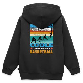Basketball Dunking Spieler Korbleger Spruch - Kinder Premium Organic Zip Hoodie - Schwarz - Hinten - AI Model Kid Male (0cm)