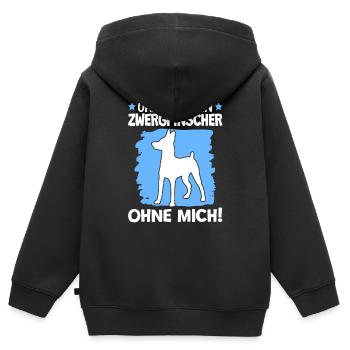 Ohne Zwergpinscher ohne mich Pinscher - Kinder Premium Organic Zip Hoodie - Schwarz - Hinten - AI Model Kid Male (0cm)