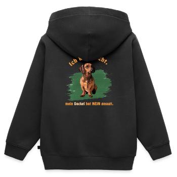 Dackel Design - Kinder Premium Organic Zip Hoodie - Schwarz - Hinten - AI Model Kid Male (0cm)