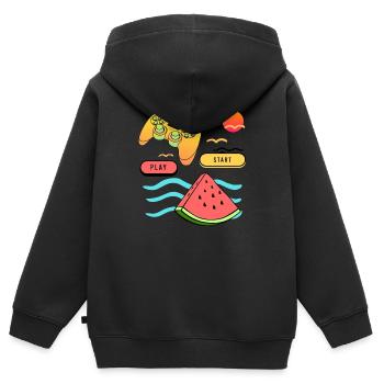 SUMMER GAMER JEU VIDÉO ESPORTS - Sweat Premium à capuche zippé enfant bio - noir - Dos - AI Model Kid Male (0cm)
