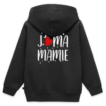 j aime ma mamie ich liebe meine Oma Geschenk - Kinder Premium Organic Zip Hoodie - Schwarz - Hinten - AI Model Kid Male (0cm)