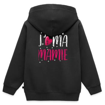 ich liebe meine Oma j aime ma mamie Geschenk - Kinder Premium Organic Zip Hoodie - Schwarz - Hinten - AI Model Kid Male (0cm)
