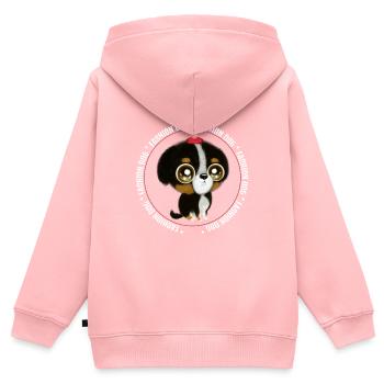 Mode Chien - Sweat Premium à capuche zippé enfant bio - rose - Dos - AI Model Kid Female (0cm)