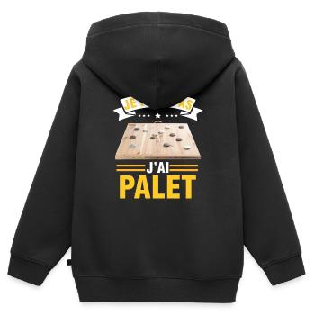 je peux pas j'ai palet idée cadeau palet breton - Sweat Premium à capuche zippé enfant bio - noir - Dos - AI Model Kid Male (0cm)
