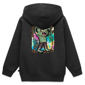 Halloween Lake Monster Nessy Krawattenfarbe - Kinder Premium Organic Zip Hoodie - Schwarz - Hinten - AI Model Kid Male (0cm)