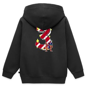 3 ans Dinosaure Football Américain 3ème B-day - Sweat Premium à capuche zippé enfant bio - noir - Dos - AI Model Kid Male (0cm)