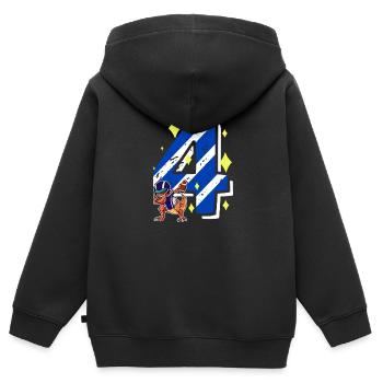 4 ans Dino American Football 4ème B-day Dab - Sweat Premium à capuche zippé enfant bio - noir - Dos - AI Model Kid Male (0cm)