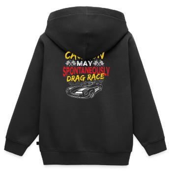 Course Drôle de prudence peut spontanément draguer la course R - Sweat Premium à capuche zippé enfant bio - noir - Dos - AI Model Kid Male (0cm)