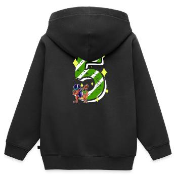 5 ans Dino American Football 5ème B-day Dab - Sweat Premium à capuche zippé enfant bio - noir - Dos - AI Model Kid Male (0cm)