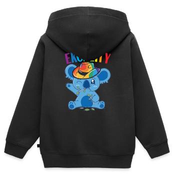 Fierté gaie LGBTQ - Sweat Premium à capuche zippé enfant bio - noir - Dos - AI Model Kid Male (0cm)