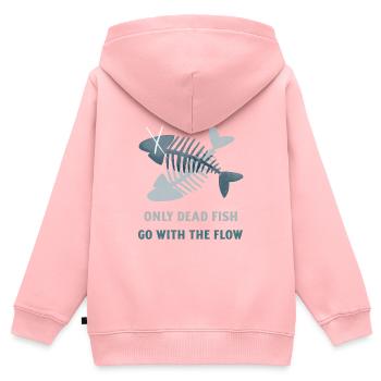 Nur tote Fische gehen mit dem Strom. Sei anders - Kinder Premium Organic Zip Hoodie - Rosa - Hinten - AI Model Kid Female (0cm)