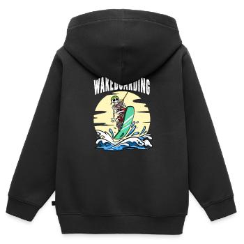 Wakeboard Squelette Wakeboarder Wakeboard - Sweat Premium à capuche zippé enfant bio - noir - Dos - AI Model Kid Male (0cm)