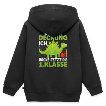 1. Klasse Erstklässler Einschulung Dino - Kinder Premium Organic Zip Hoodie - Schwarz - Hinten - AI Model Kid Male (0cm)