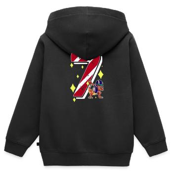 7 ans Dinosaur American Football 7ème B-day - Sweat Premium à capuche zippé enfant bio - noir - Dos - AI Model Kid Male (0cm)