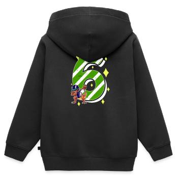 6 ans Dino American Football 6ème B-day Dab - Sweat Premium à capuche zippé enfant bio - noir - Dos - AI Model Kid Male (0cm)