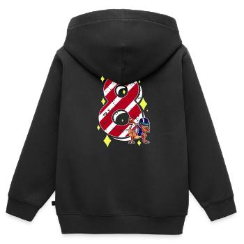 8 ans Dinosaur American Football 8ème B-day - Sweat Premium à capuche zippé enfant bio - noir - Dos - AI Model Kid Male (0cm)