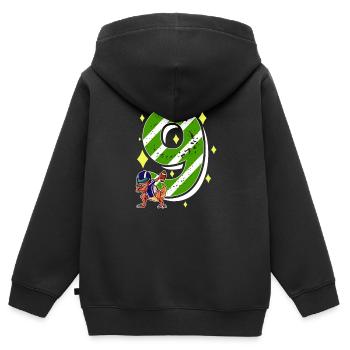 9 Jahre alter Dino American Football 9. B-Day Day - Kinder Premium Organic Zip Hoodie - Schwarz - Hinten - AI Model Kid Male (0cm)