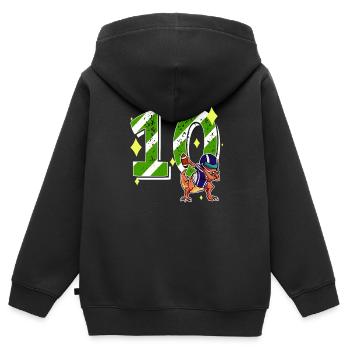 10 ans Dino American Football 10ème B-day Dab - Sweat Premium à capuche zippé enfant bio - noir - Dos - AI Model Kid Male (0cm)