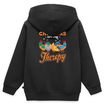 Chickens Are My Therapy Funny Chicken Lover Chicke - Kinder Premium Organic Zip Hoodie - Schwarz - Hinten - AI Model Kid Male (0cm)
