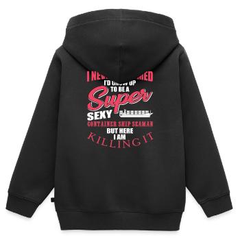 Container ship Seeman - Kids Premium Organic Zip-up Hoodie - black - Back - AI Model Kid Male (0cm)